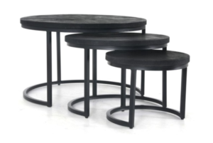 Salontafel set 3-delig zwart mango