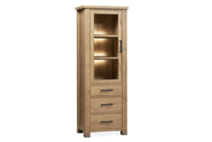 Vitrinekast Newcastle 1 deurs lamulux kleur Barley led verlichting 73 cm