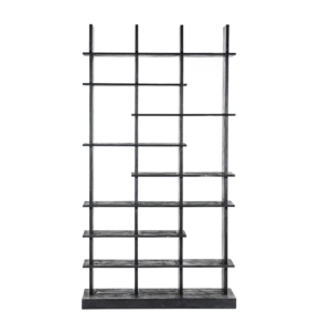 Boekenkast-Oliver-120x40x220-zwart-mango-hout-gelakt